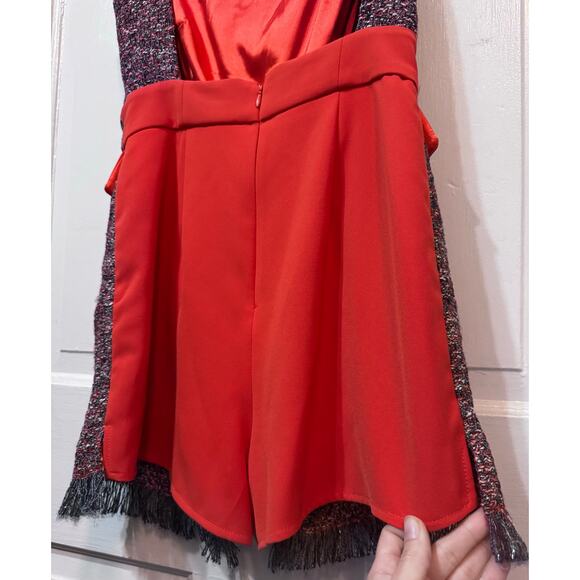 NWT Elisabetta Franchi Red Blue Tweed Open Back Romper Size 40 US 4 - Picture 10 of 14